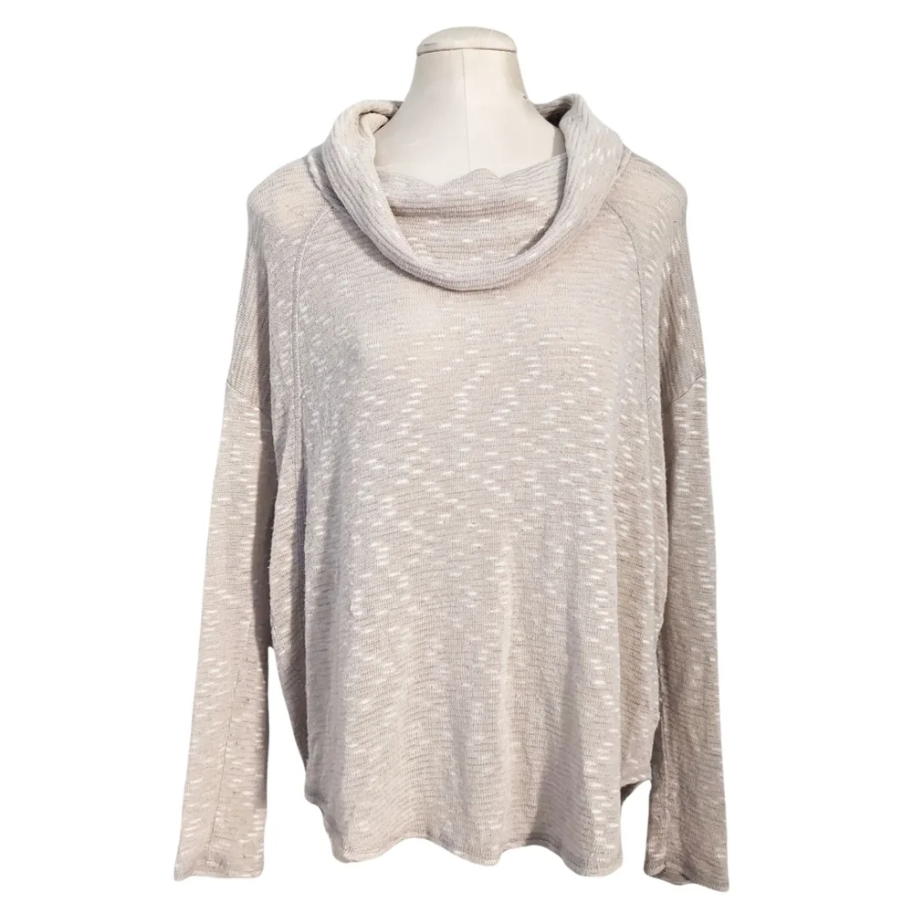 DKNY Jeans Cowl Neck Tunic Sweater Beige Large - Picture 1 of 5